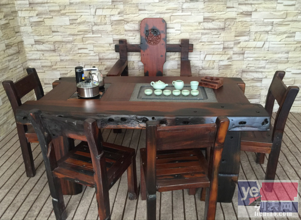 池州市老船木茶桌椅子仿古茶台实木沙发茶几餐桌办公桌家具博古架