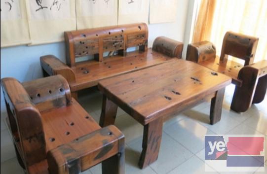 岳阳市老船木家具茶桌椅子沙发茶几茶台餐桌博古架办公桌罗汉床