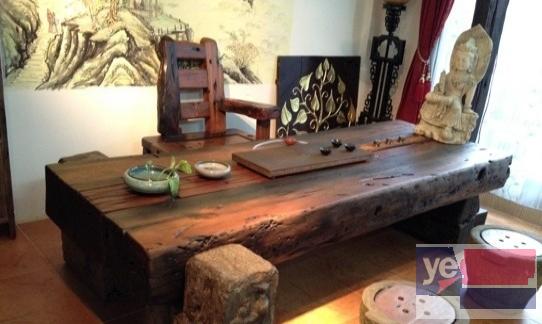 老船木家具茶桌办公桌餐桌椅子实木沙发茶几茶台鱼缸博古架