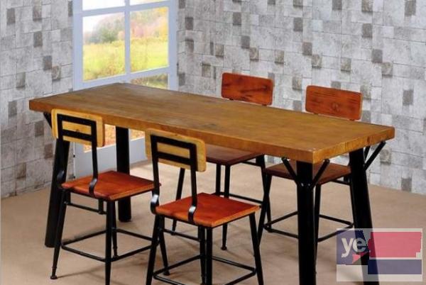 销售美式实木餐厅休闲桌椅 酒吧咖啡厅高脚桌椅卡座沙发