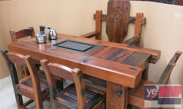 舟山市老船木家具茶台餐桌椅子实木茶桌子沙发茶几办公桌柜子架子