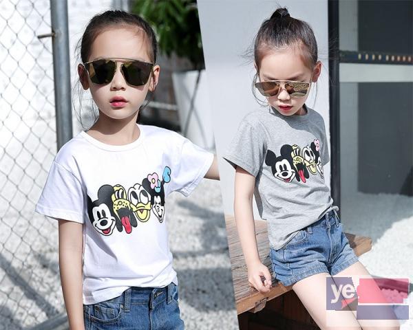 韩版淘宝网热卖纯棉卡通童装套装条纹亲子装两元童装T恤批发